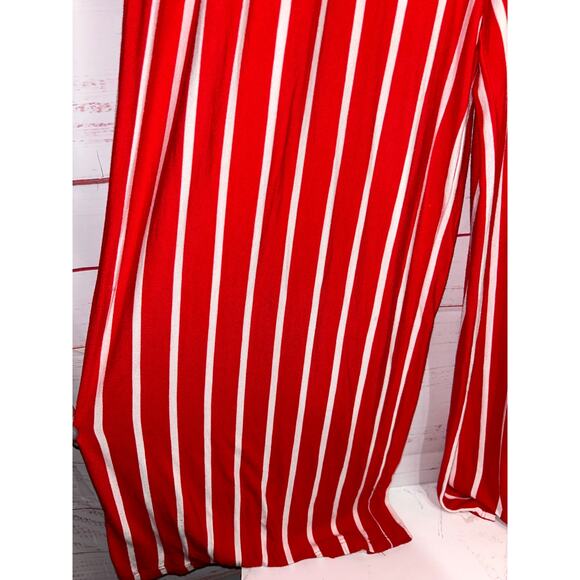 Zenana Red & White Striped Wide Leg Cropped Jumpsuit | Women's XL - Picture 4 of 6